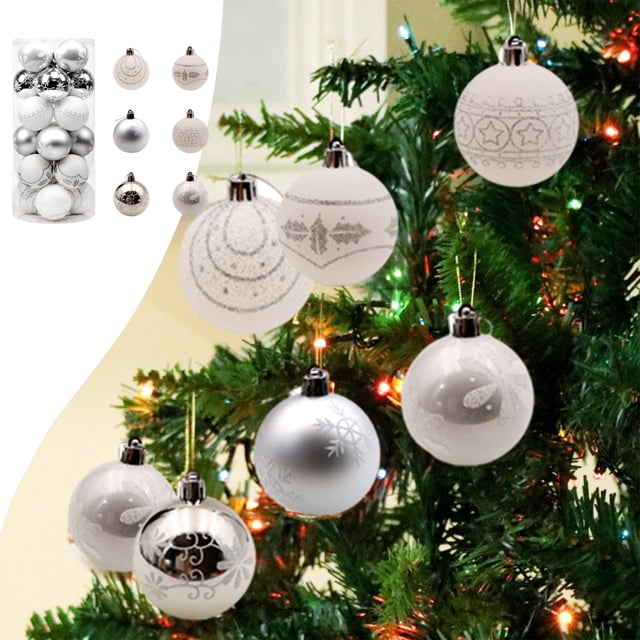 Christmas Tree Decorations 24 Pcs 6cm/2.36 In Shatterproof Plastic Christmas Tree Ornaments, Christmas Ball Baubles For Xmas Trees Wedding Party And Home Decor Christmas Decorations on Clearance