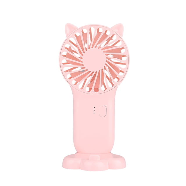 Pink Handheld Fan 3 Wind Levels Usb Rechargeable 800Mah Battery 5.7X3.1 Inch Portable Desktop Fan Low Noise Lightweight Strong Wind Motor Efficient Compact