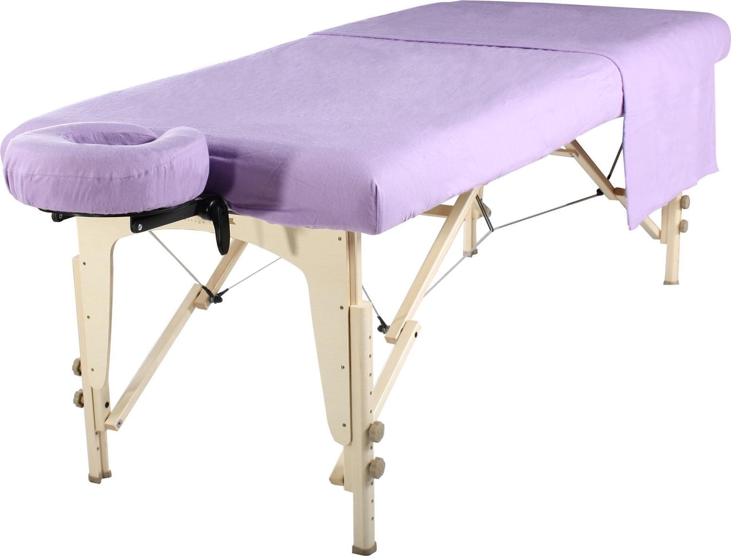 Set de 3 pièces de drap en flanelle de coton Master Massage comprenant un drap plat, un drap housse et un protège visage