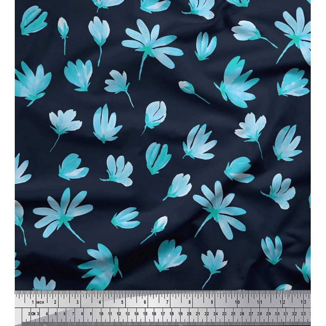 Soimoi Poly Georgette Fabric Artistic Flower Print Fabric by Yard 42 Inch Wide
