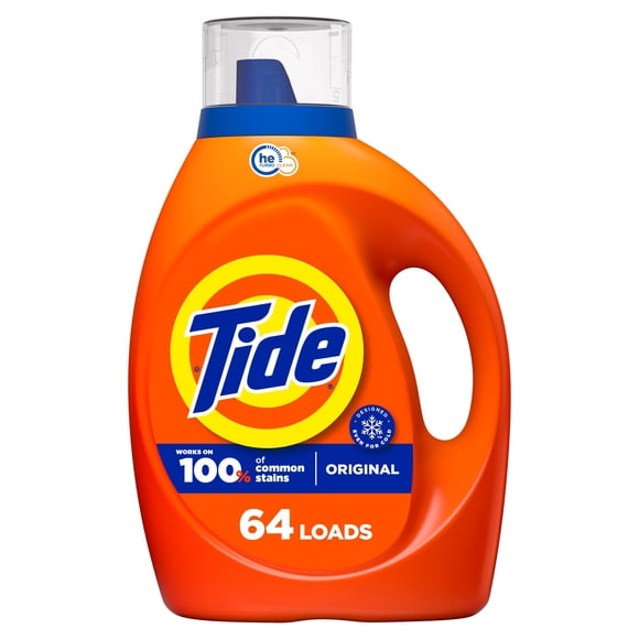 Tide Détergent à Lessive Liquide, Parfum Original, Agit sur 100 % des Taches Courantes, Savon à Lessive, Détergent à Lessive Liquide, 2.48 Litres, 64 Brassées