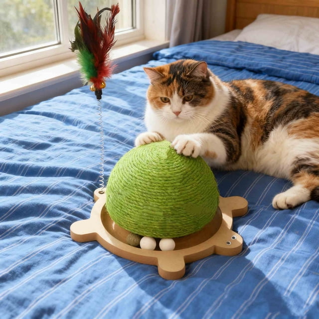 Dvkptbk Density Board Cat Toys Turtle Shaped Cats Scratching Board Plumb Wear Counteractive and Non Shedding Cats Scratching Post Turntable Hemps Rope Claw Board Cats Toy Turtle Home Essentials
