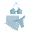 thumbnail image 2 of 3 Pcs/Set Women Bikini Set Sexy Halter Neck Drawstring Backless Pleated Beach Skirt Set Beachwear, 2 of 3