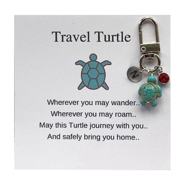WIFKLSIIPG 26 Letter Handmade Turtle Keychain Turtle Combination Pendant 26 Letter Surname Travel Turtle Keychain Pendant 26 Letter Surname Mark Alphabet Gemstone Turquoise Jewelry Pendant