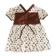 thumbnail image 1 of Cathalem Robe d'Été pour Fille, Manches Courtes, Taille Croisée, Décontractée, Ligne A, Mini, Café 100, 1 of 5