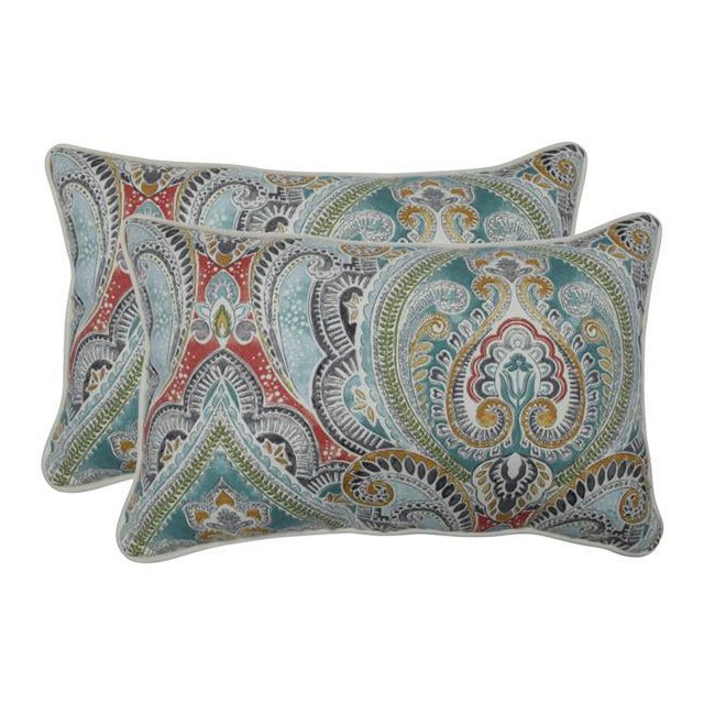 Pillow Perfect 621197 Extérieur & Intérieur Assez Spirituel Récif Rectangulaire Jeter Oreiller&44; Bleu - Lot de 2