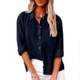thumbnail image 2 of hotojiny Plus Size Spring Clothes for Women Casual Button down Tunic Shirts Cotton Linen Collar Beach Vaction Tops with Pocket, 2 of 7
