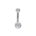 thumbnail image 1 of Navel Button  Navel Shield  Navel  Stainless Steel Dual Rhinestone Navel Button Anti Allergy  Body JewelryWhite, 1 of 2