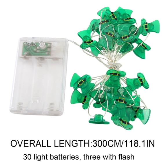 Guirlandes Lumineuses de la Saint-Patrick, Décorations de Fenêtre Éclairées de la Saint-Patrick Guirlande de Chapeau de Lutin, Lumière Verte à Piles, Guirlandes de Trèfles de la Saint-Patrick pour Chambre Fête Festin