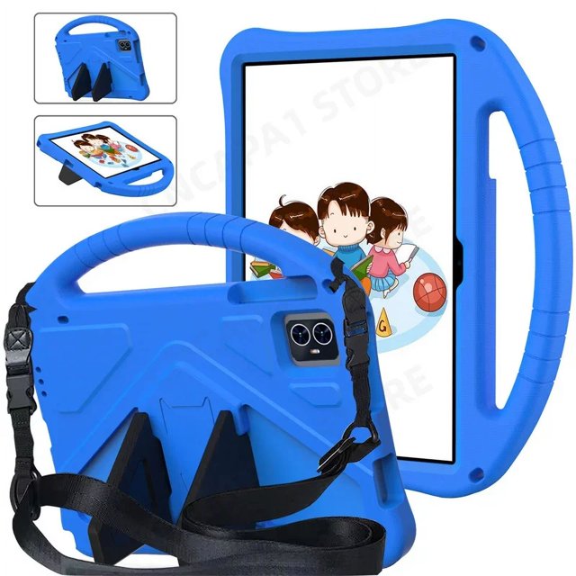 For Teclast M50HD M50 Pro HD 2023 10.1" Tablet PC Case Kids Safety Shockproof EVA Foam Portable Cover with Rear Kickstand Case with Strap-BL Teclast M50HD