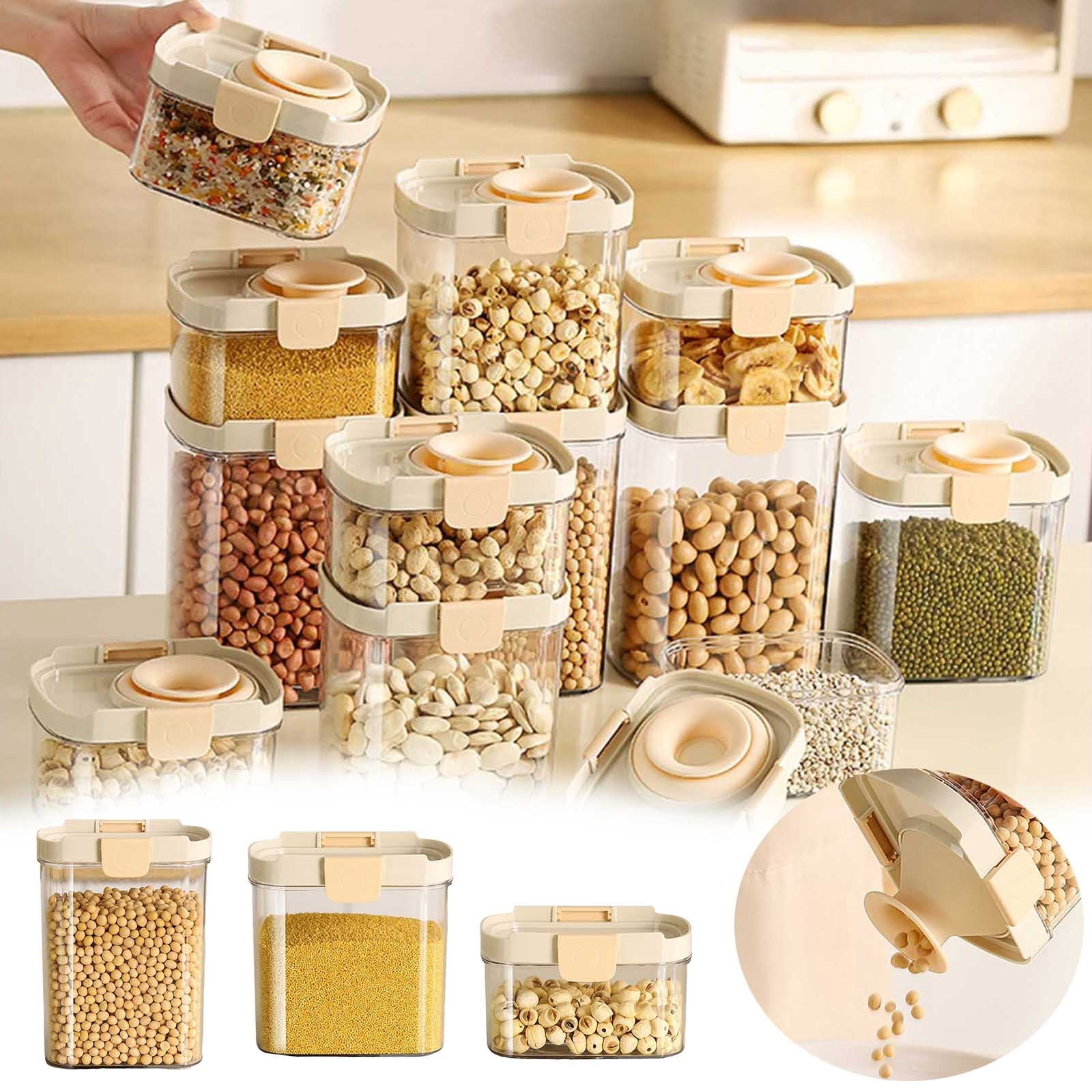 Pot à Joint en Silicone Extensible, Rangement Facile des Grains, Contenant Alimentaire de Cuisine pour Céréales et Aliments en Vrac, Qualité Alimentaire, Mini Contenants Hermétiques, Contenants en Verre pour Lunch et Conservation des Aliments avec Couvercles, Réutilisable