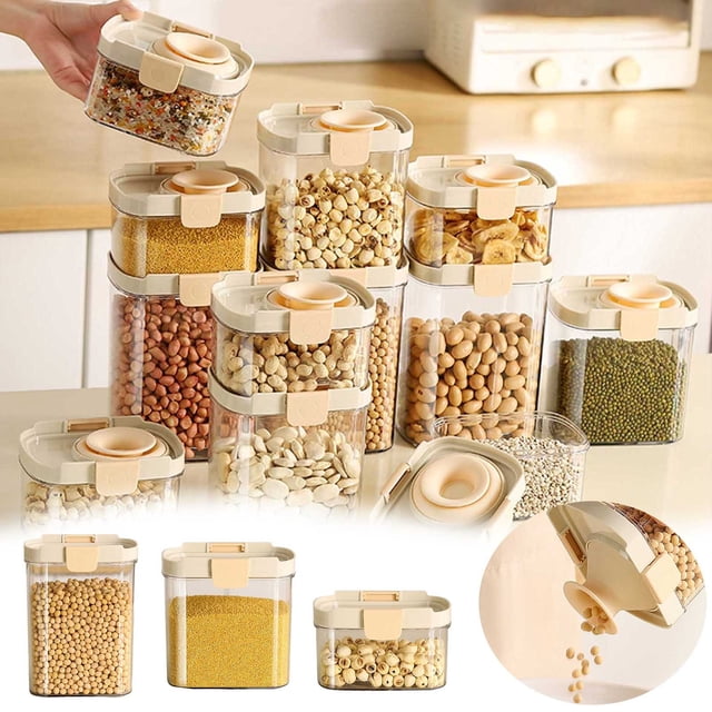 Stretchable Silicone Seal Jar Easy Grain Storage Kitchen Food Container For Cereals & Bulk Foods Food Grade Airtight Mini Containers Lunch Food Glass Containers for Food Storage with Lids Reusable