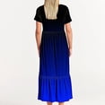 thumbnail image 4 of Penkiiy Robe à Manches Courtes pour Femmes à Imprimé Dégradé, Ample, Unie, Décontractée, d'Été, Fluide, à Étages, Longue Maxi avec Poches 2TG Bleu, 4 of 7