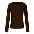 thumbnail image 4 of zanvin T-Shirt Blouse Côtelé Ajusté Extensible à Manches Longues pour Femme, Mode d'Automne, Haut Basique Uni, Coffee, m, 4 of 4