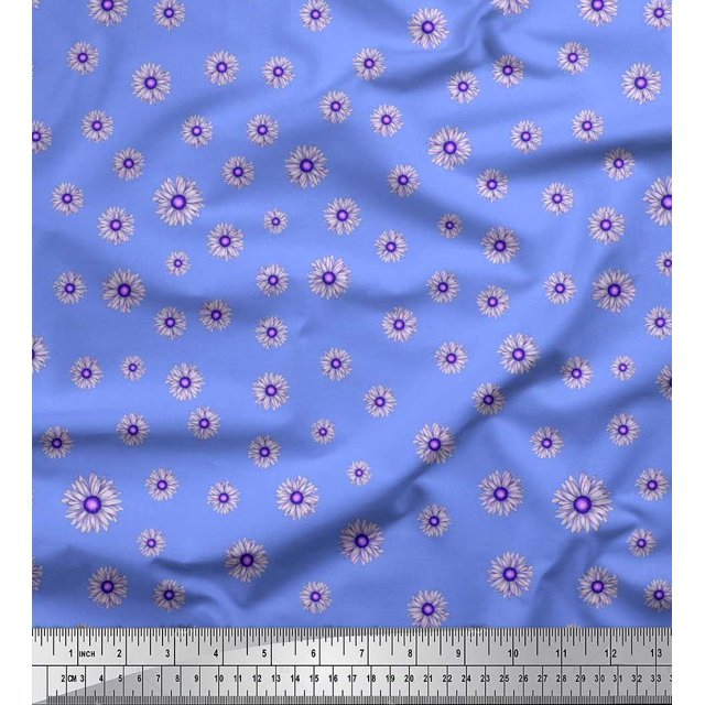 Soimoi Moss Georgette Fabric Aster Floral Print Fabric by Yard 42 Inch Wide