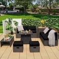 thumbnail image 3 of Costway 9PCS Patio Rattan Furniture Set Fire Pit Space-saving W/Cover Black Cushion, 3 of 10