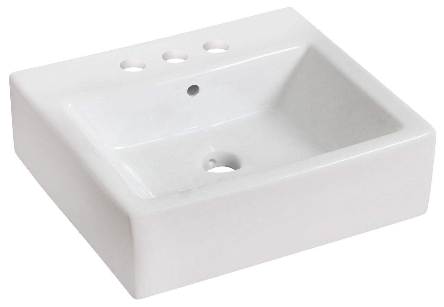 American Imaginations 19.75-in. W Above Counter White Bathroom Vessel Sink For 1 Hole Center Drilling AI-438