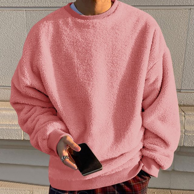DPTALR Men Comfortable Solid Casual Tops Long Sleeve Round-Neck Sweatshirt