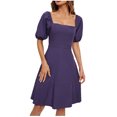 thumbnail image 2 of LOVZFMLL Robe Décontractée pour Femme à Couleur Unie, Col et Manches, Gris, P, 2 of 6