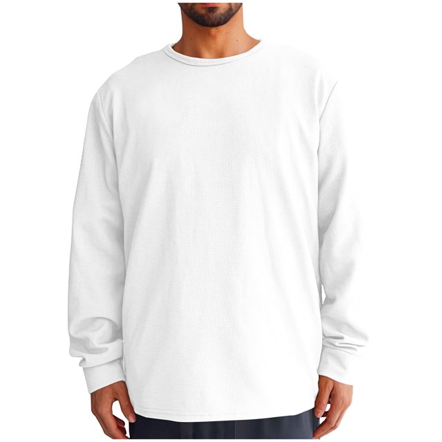Jalioing Chandail à Col Rond pour Hommes Décontracté à Manches Longues Chandail Texturé Couleur Unie Basique Ample