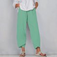 thumbnail image 1 of RXIRUCGD Women's Summer Comfortable Loose Wide Legged Fashion Solid Color Capris, Mint Green, Size: S, 1 of 5