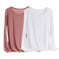 thumbnail image 1 of MeetoTime 2 Pcs Hauts à Manches Longues pour Femmes Col Rond Basique T-Shirt Doux Grande Taille T-Shirts Confortables X-6X, 1 of 2
