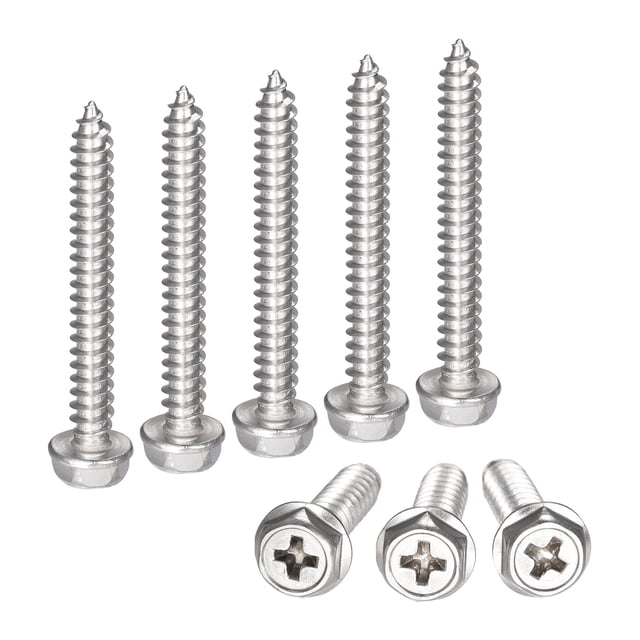 Unique Bargains M5 x 40 mm Rondelle Hexagonale Phillips en Acier Inoxydable 304 à Vis Autotaraufantes, Lot de 25