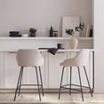 thumbnail image 2 of Bouclair Cream Fabric and Metal Counter Stool, 2 of 10