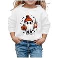 thumbnail image 1 of GDREDA Chandails à Capuchon Tendance pour Filles Chandails pour Enfants Stylés Mignons Imprimés Col Rond Manches Longues pour Usage Quotidien Blanc, 7-8 Ans, 1 of 4