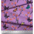 thumbnail image 2 of Soimoi Purple Moss Georgette Fabric Flower & Butterfly Print Sewing Fabric BTY 42 Inch Wide, 2 of 5