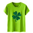 thumbnail image 3 of Vente de Liquidation!! T-Shirt de la Saint-Patrick pour Femmes, T-Shirt Graphique Trèfle Vert, Col Rond, Manches Courtes, Tunique Décontractée, Vert + TG, 3 of 3