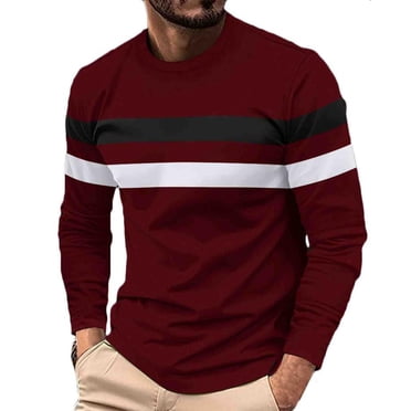AherBiu T-Shirts à Manches Longues pour Hommes à Col Ras du Cou Ajustés Décontractés Mode Golf Sports Tees Hauts