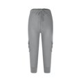 thumbnail image 4 of Capri Pants for Women Plus Size Side Pockets Cargo Pants Elastic Drawstring Casual Cropped Pants, 4 of 5