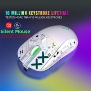 Gaming Mouse Wireless, Xinsrenus 3 Mode RGB Backlit Rechargeable Optical Mouse, 3600DPI 6-Button Mute Design for PC Laptop, White
