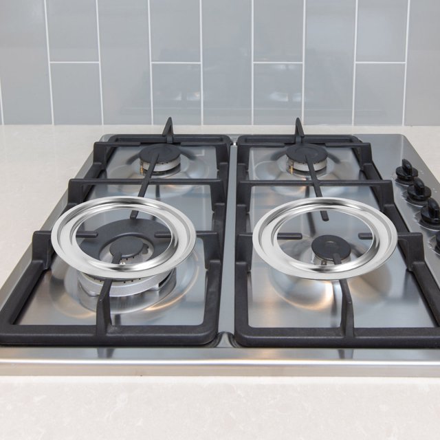 OUNONA Kitchen Gas Stove Drip Pans Plated Silver Stainless Steel Waterproof Burner Pan Protector