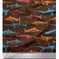 thumbnail image 1 of Soimoi Poly Georgette Fabric Bubbles & Fish Ocean Print Fabric by The Yard 42 Inch Wide, 1 of 2
