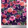 thumbnail image 1 of Soimoi Rayon Fabric Leaves & Rose Flower Decor Fabric Printed Yard 42 Inch Wide, 1 of 3
