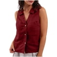 thumbnail image 1 of Tank Top for Women, Womens Solid Button V-Neck Tank Top, 1 of 7