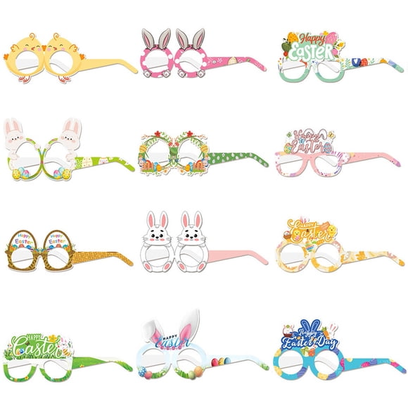 Edgergery Easter Paper Glasses Accessories Scene Rabbits Decoration Photography Props Party Supplies