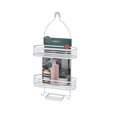 thumbnail image 1 of Acento Extra Wide 3-Tier Modern Hanging Shower Caddy, Non-Slip Neck & Suction Cups, No Drilling, Matte White, 1 of 11