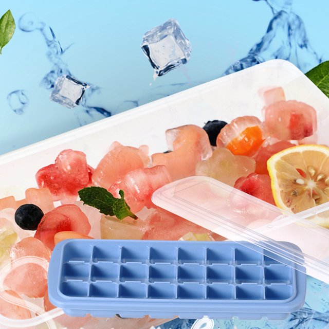 Vaidha Ice-Tray,Easy-Release And Flexible 24-Ice Trays With Spill-Resistant Removable Lid, & Dishwasher Safe - For Food, Cocktail, Whiskey