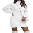 thumbnail image 4 of Solid Color Turtleneck Mini Party Dress for Women, 4 of 8