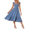 thumbnail image 1 of INSPIRE CHIC Robe d'Été pour Femme à Encolure Carrée, à Volants, à Étages, Boho, Midi, Gris Bleu, P, 1 of 6