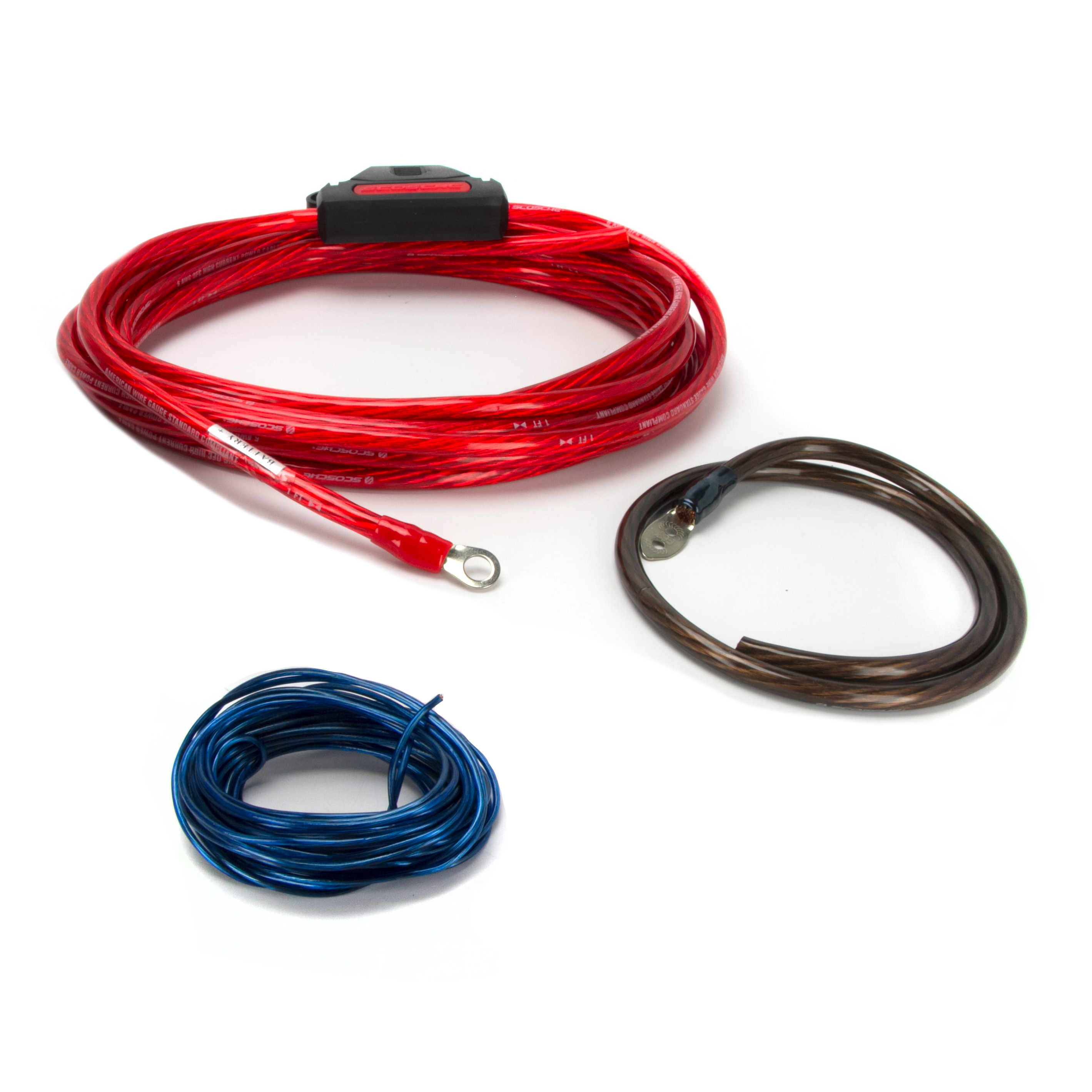 Scosche KPA8CCF Trousse de câblage d’amplificateur hybride OFC/CCA de 680 watts avec câbles audio torsadés – Neuf