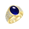 thumbnail image 3 of RYLOS Men's Rings 14K Yellow Gold Nugget Ring with Cabochon Gemstone & Diamonds Sapphire Rings For Men Size 9, 3 of 7