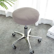 Round Stool Cover, Plaid Bar Stool Covers, Barstool Covers Slipcovers, Swivel Chair Cover Round Cushion Lift Chair Cover （Light Grey）1 Pcs