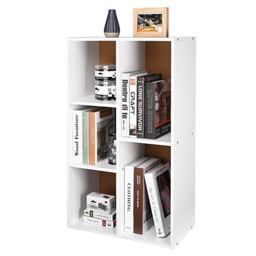 5-Cube Organizer Storage Shelves, Modern Display Bookcase Bookshelf, White, 19.5"W x 31.5"H x 9.3"D