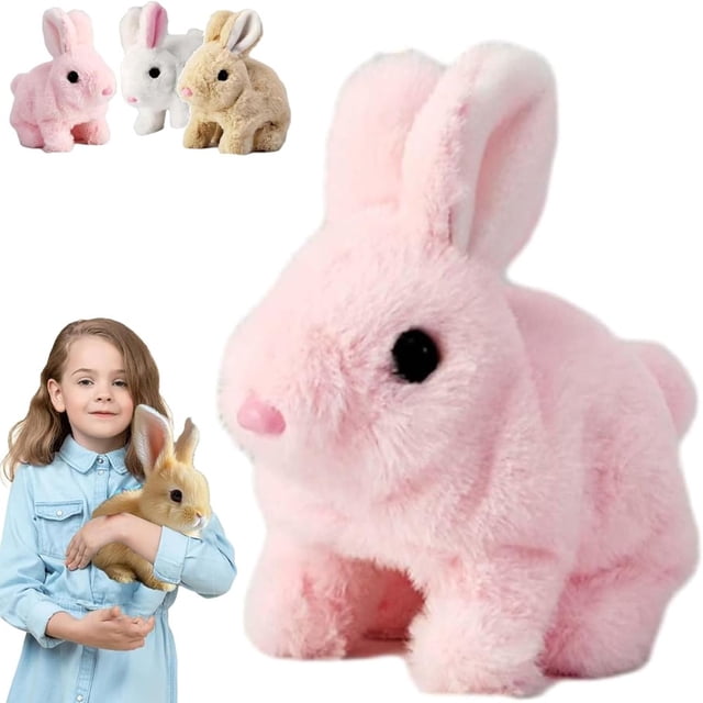 SUTENGDA Bunby - My Realistic Bunny Realistic Bunny Can Walk and Talk Bunby My Realistic Bunny Bliss Stuffed Bunny Easter Plush Interactive Realistic Bunny Robot (Pink)