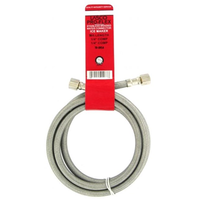 Connecteur de Machine à Glaçons en Acier Inoxydable, 1/4 x 1/4 x 120 Po -10-0954