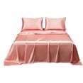 thumbnail image 2 of Matte Satin Hotel Style Sheet Set | Soft Polyester Microfiber Fitted & Flat Sheets With Pillowcase | Deep Pocket | Multiple Colors | 4 Piece Set | 203x153x35cm | Luxurious Silky Finish, 2 of 6
